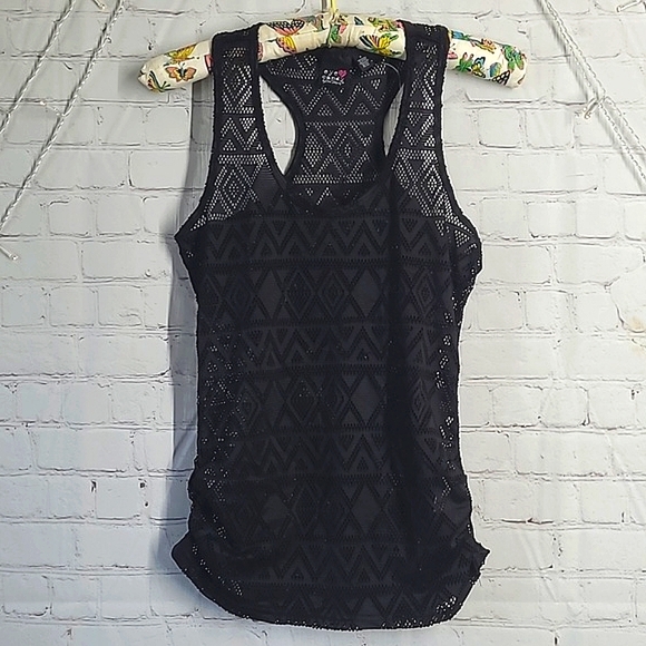 Eye Candy Sheer Fishnet Racerback Black Tank Top Womens Size Medium - Picture 8 of 15